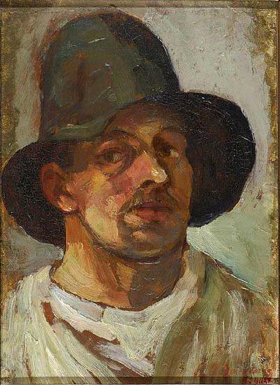 Theo van Doesburg Selfportrait with hat. oil painting image
